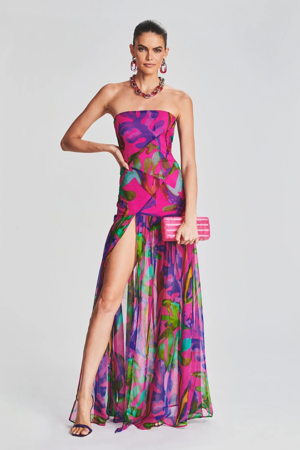 Tube Top Slit Backless Maxi Dress