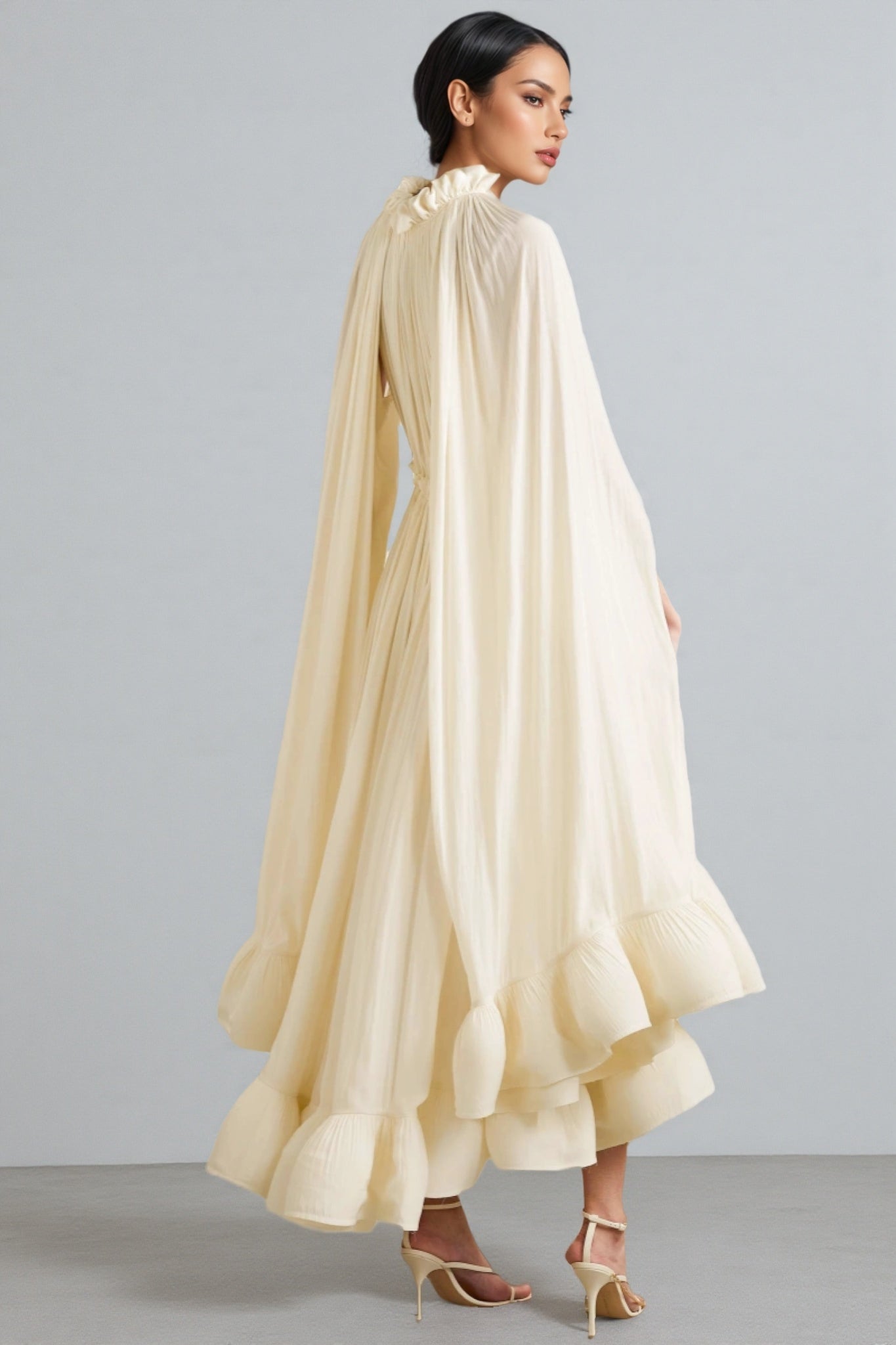 Ingrid V-neck Ruffle Hem Midi Dress