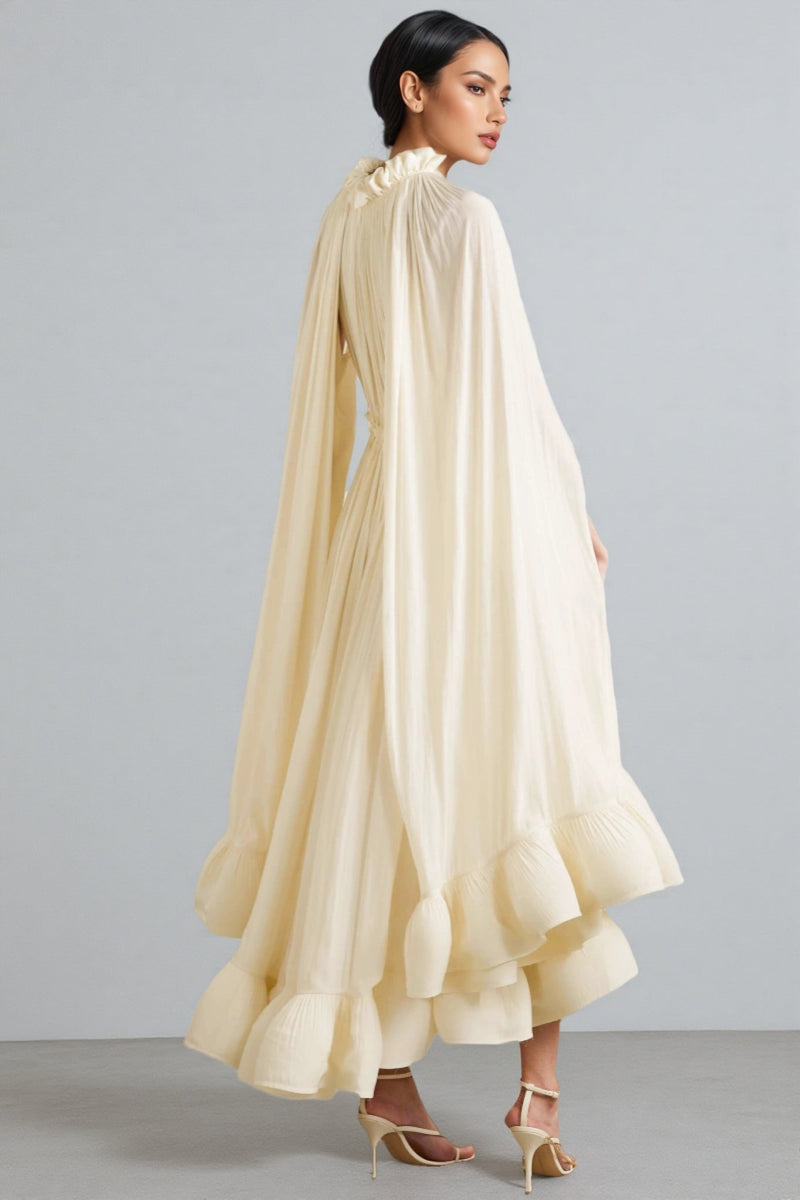 Ingrid V-neck Ruffle Hem Midi Dress