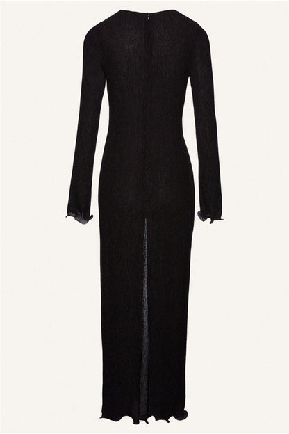 Long Sleeve V-neck Slit Maxi Dress Color