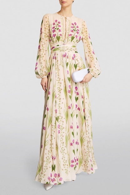 Print Long Sleeve Maxi Dress