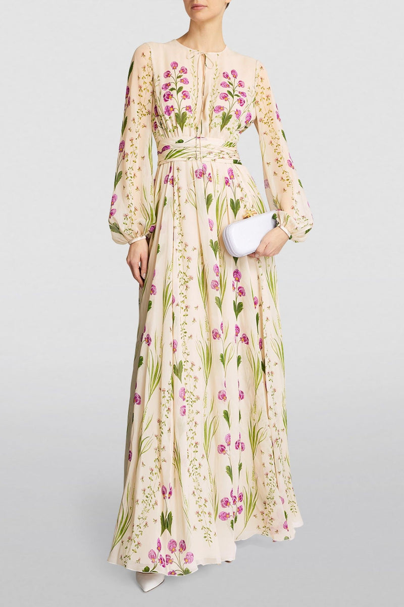 Print Long Sleeve Maxi Dress