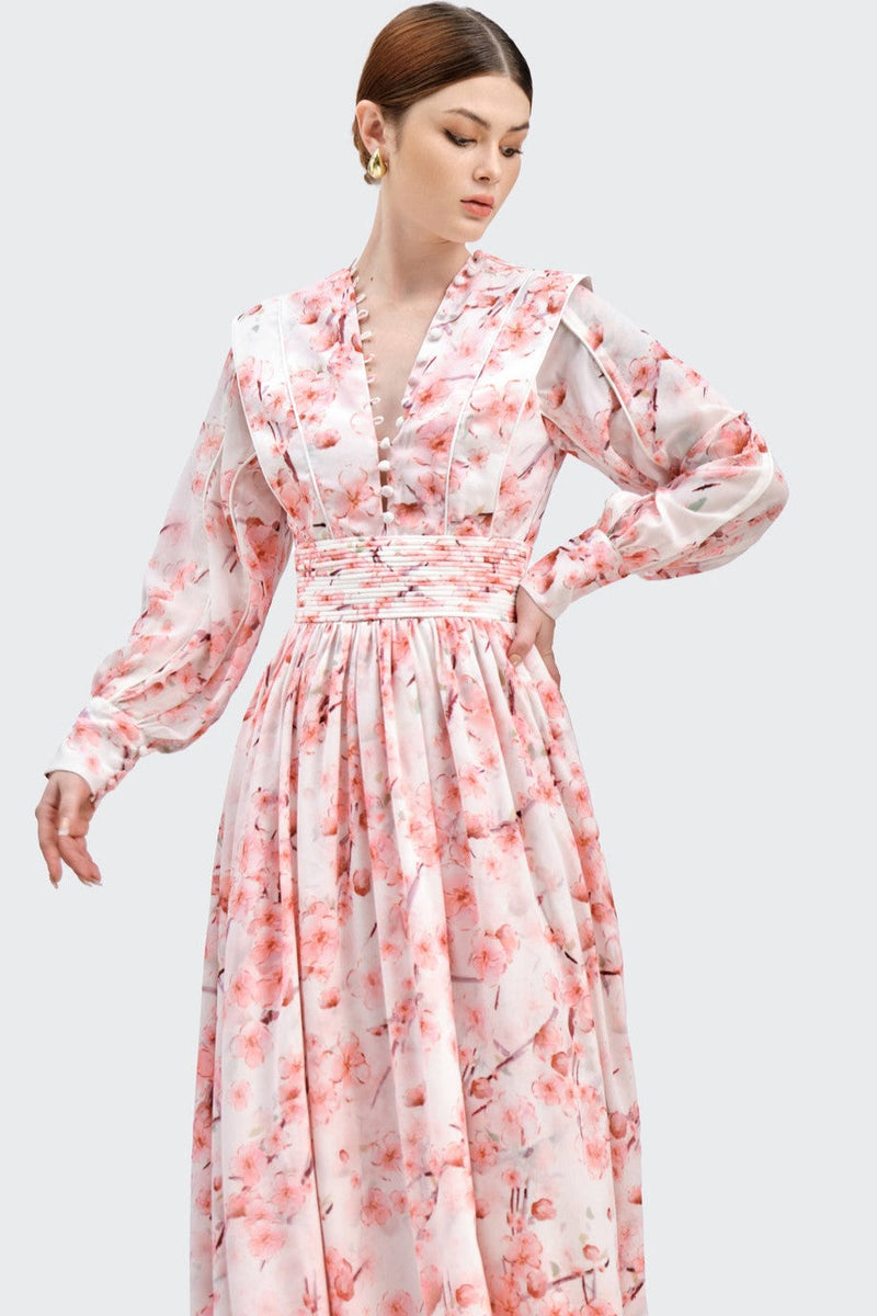 Long Sleeve Single Breasted Midi Dress