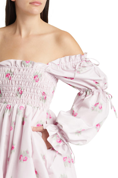 Smocking Lace Up Mini Dress