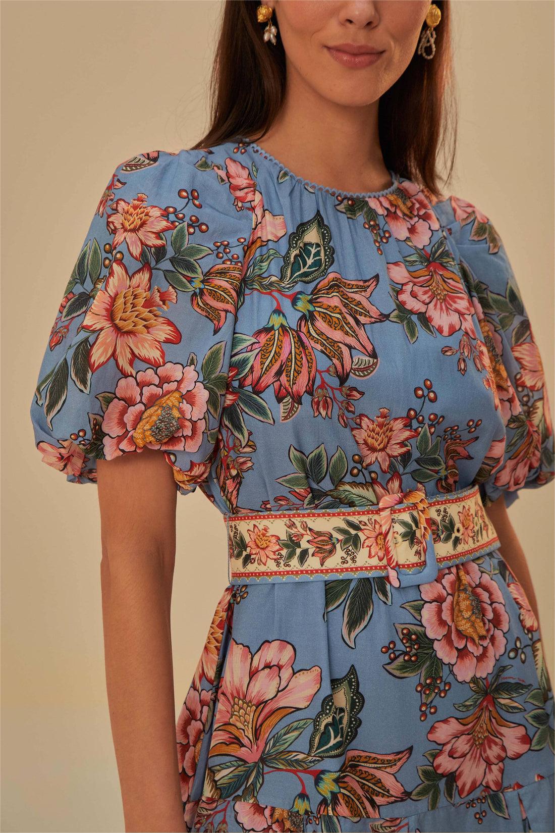 Puff Sleeve Mini Dress With Belt