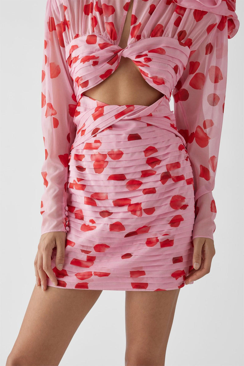 3d Pleat Cut-out Mini Dress
