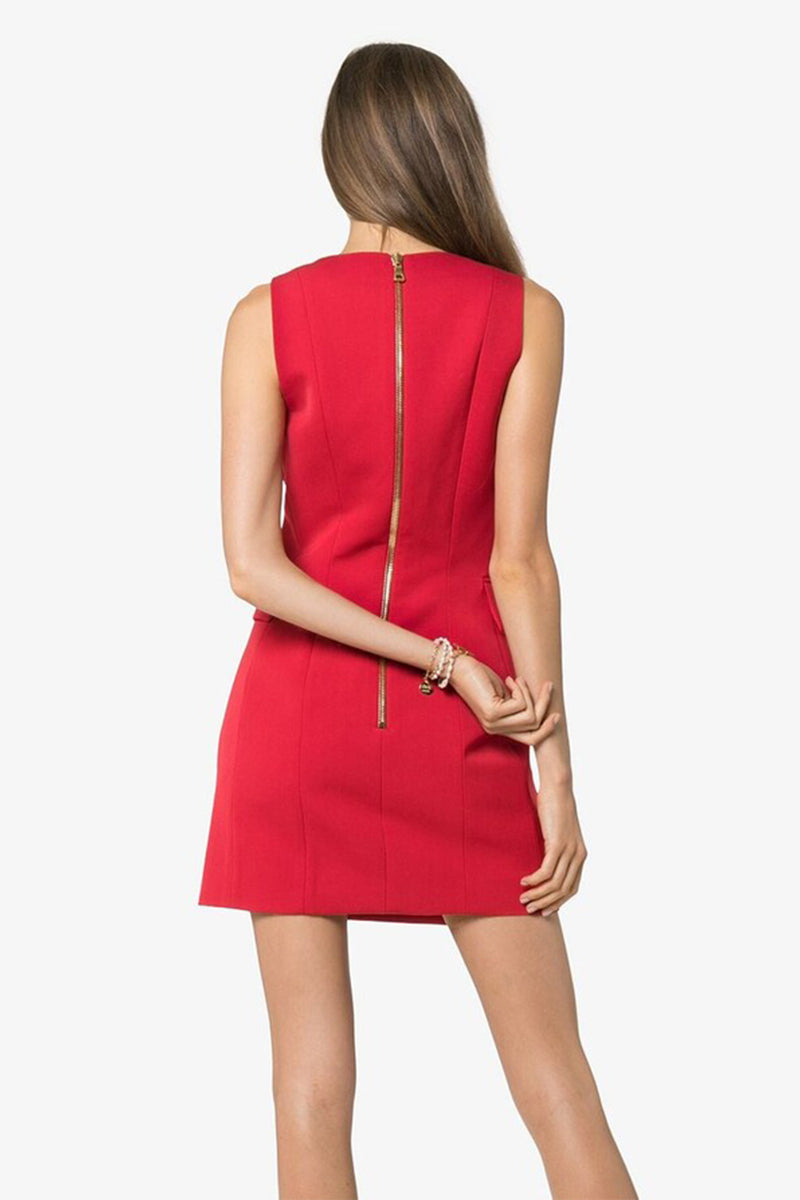 Metal Button Double Breasted Sleeveless Mini Dress