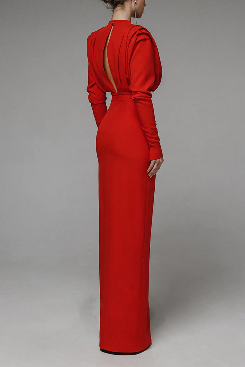 High Split Long Sleeve Midi Dress