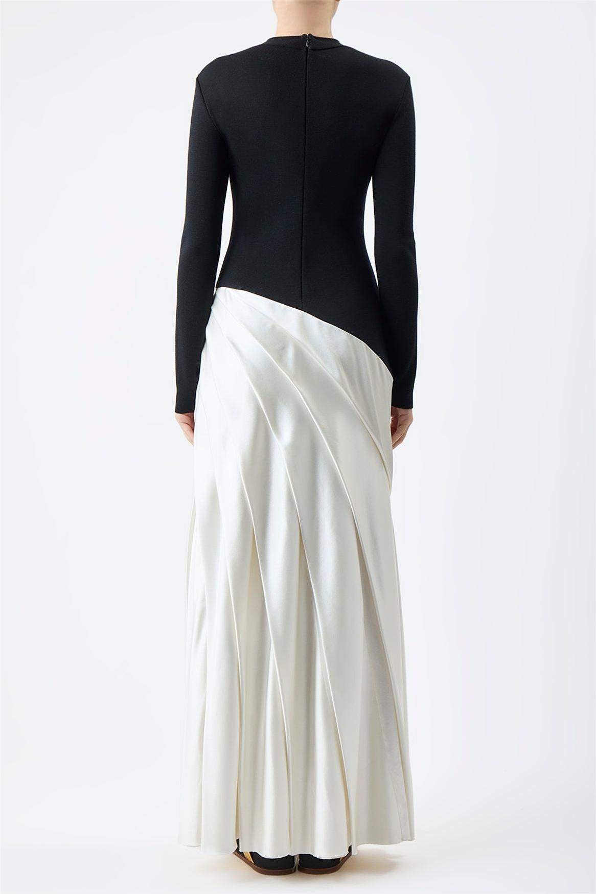 Round Neck Long Sleeve Splicing Midi Dress