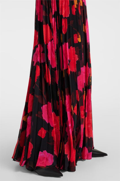 Abstract Print Long Sleeve Lace Up Midi Dress
