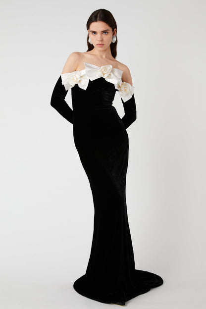 3d Bow Off-shoulder Maxi Dress