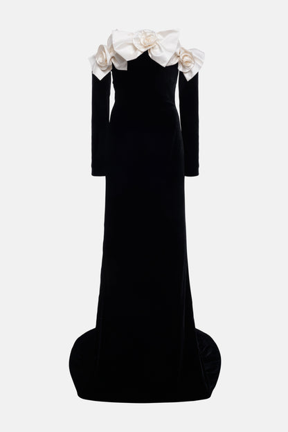 3d Bow Off-shoulder Maxi Dress