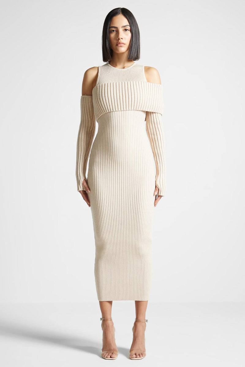 Knit Round Neck Midi Dress