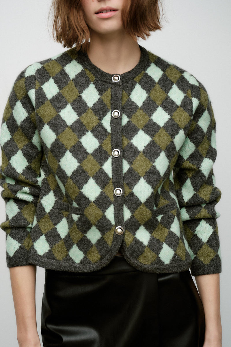 Diamond-type Lattice Long Sleeve Cardigan