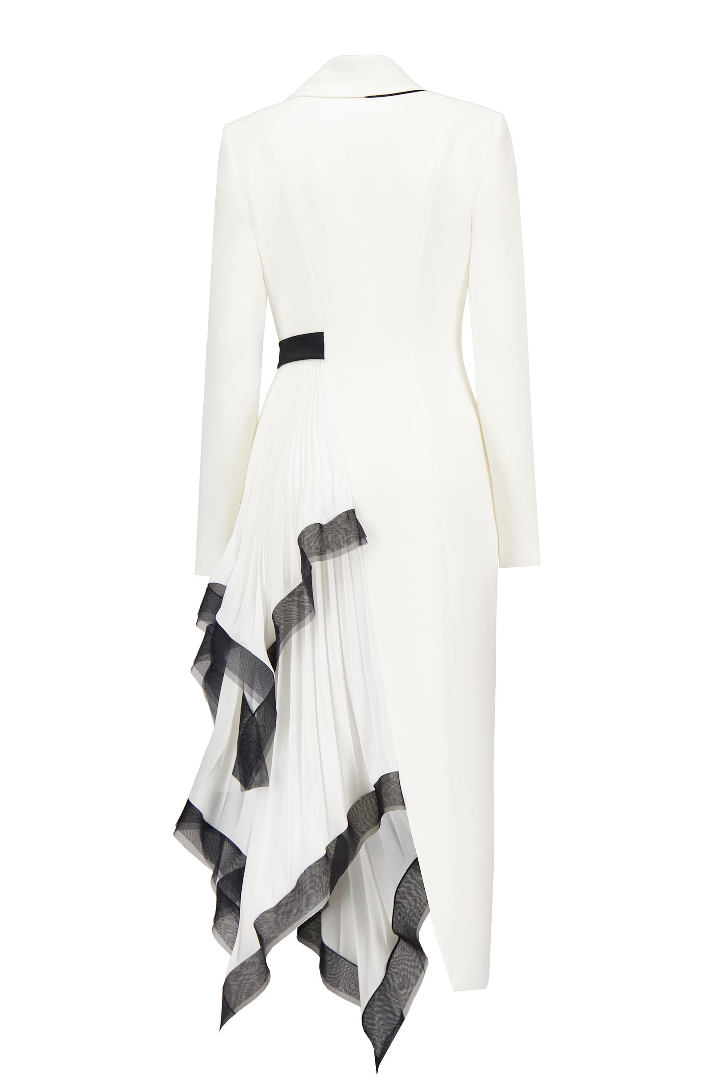 Pleated Asymmetrical Neck Midi Dress