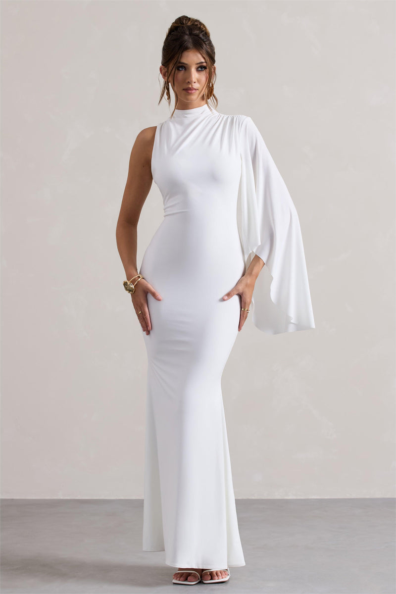 Cape Sleeve Round Neck Midi Dress