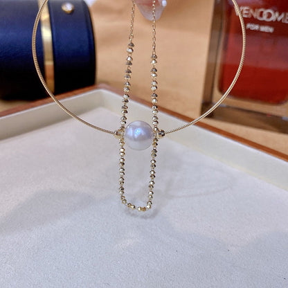 Japanese Akoya Sea Pearl 18k Gold Stretch Double Bangle