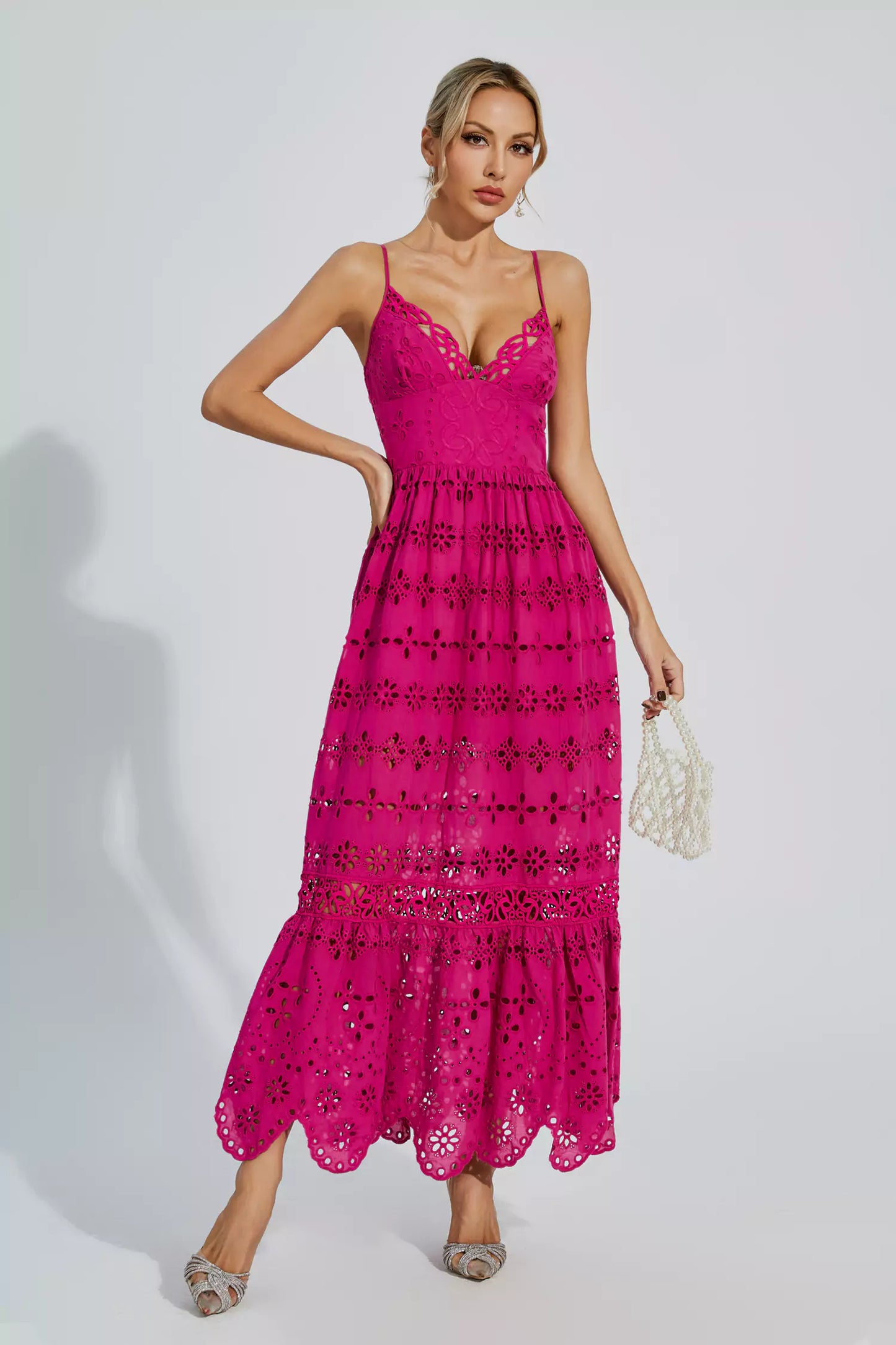 Jaylah Rose Red Lace Slip Maxi Dress