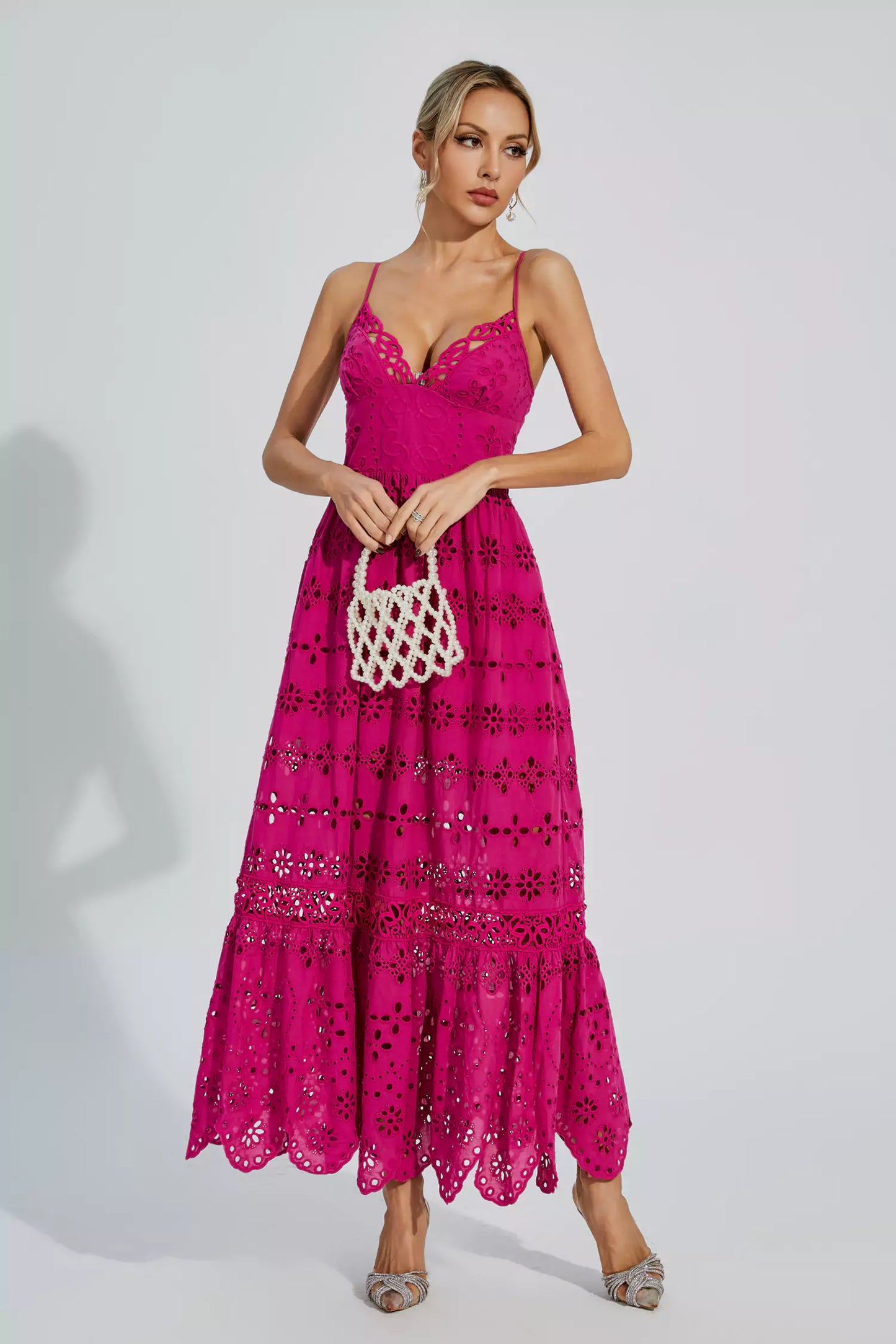 Jaylah Rose Red Lace Slip Maxi Dress