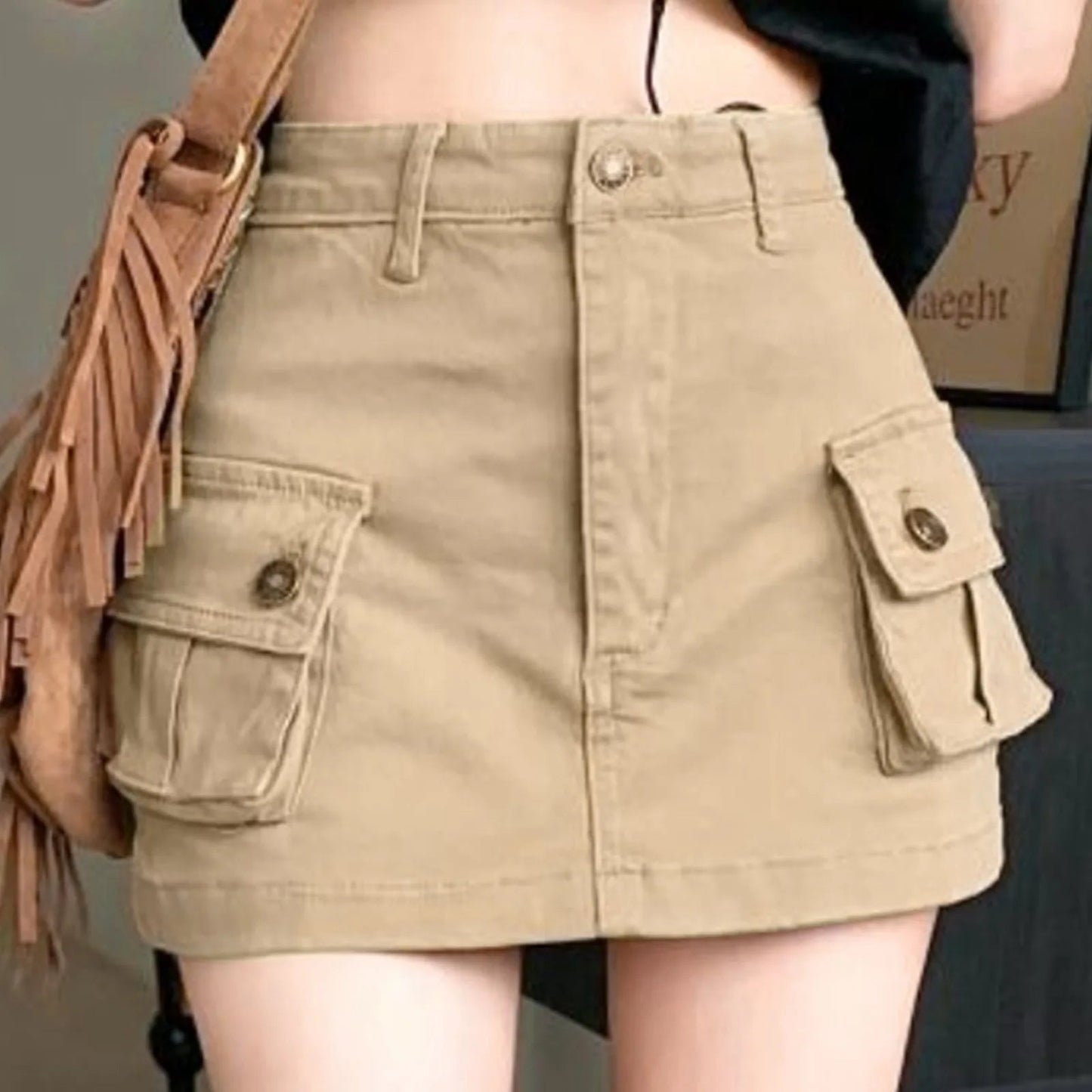 Slip Denim High Waist Skirt