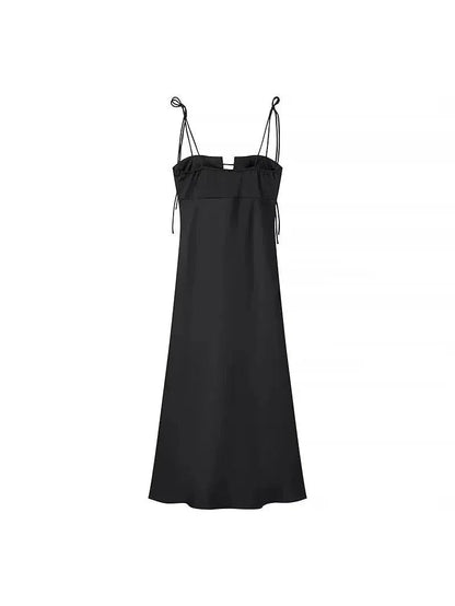Tied Spaghetti Strap Cutout Flare Maxi Dress