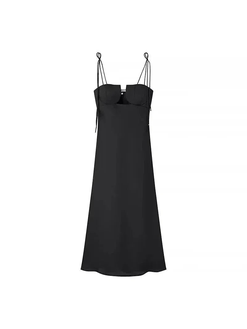 Tied Spaghetti Strap Cutout Flare Maxi Dress