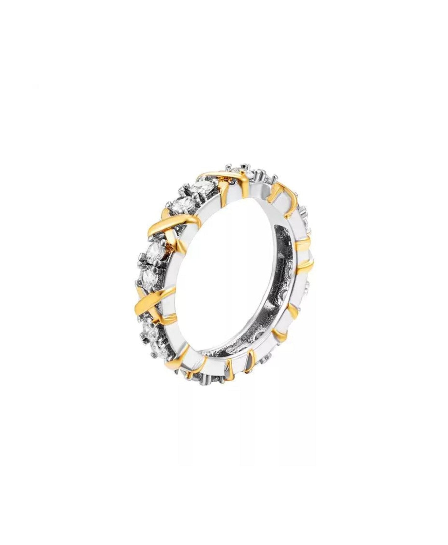 Two-tone Cubic Zirconia Band Ring
