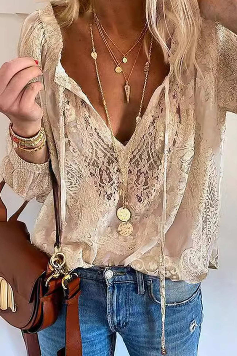Lace Tie-up Blouse