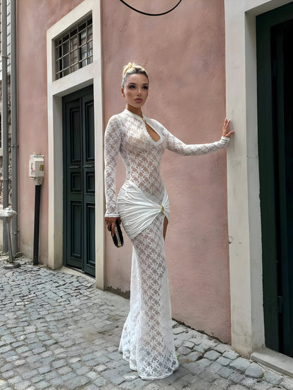 Lace Slit Maxi Dress