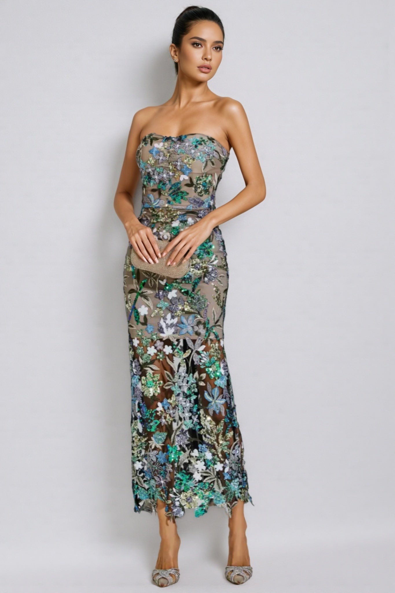 Aisia Sequin Maxi Dress-blue