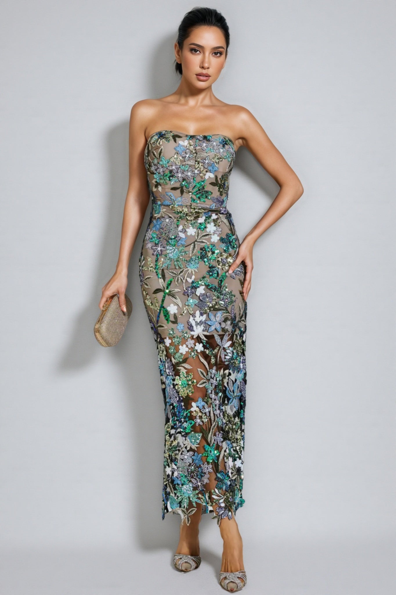 Aisia Sequin Maxi Dress-blue