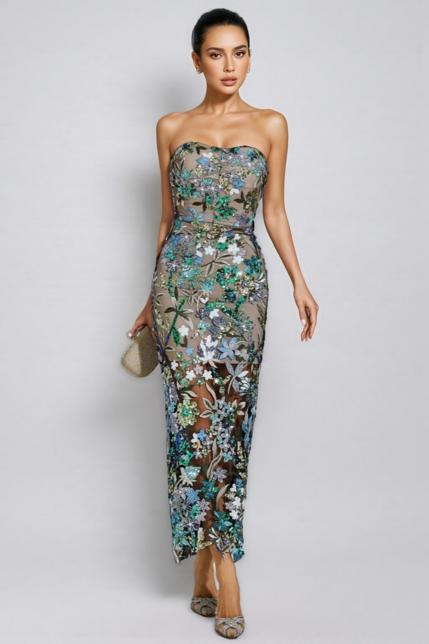 Aisia Sequin Maxi Dress-blue