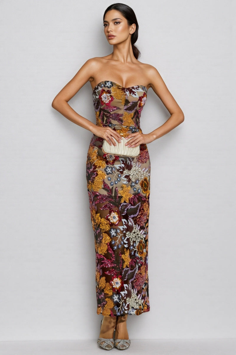 Milia Sequin Maxi Dress-red