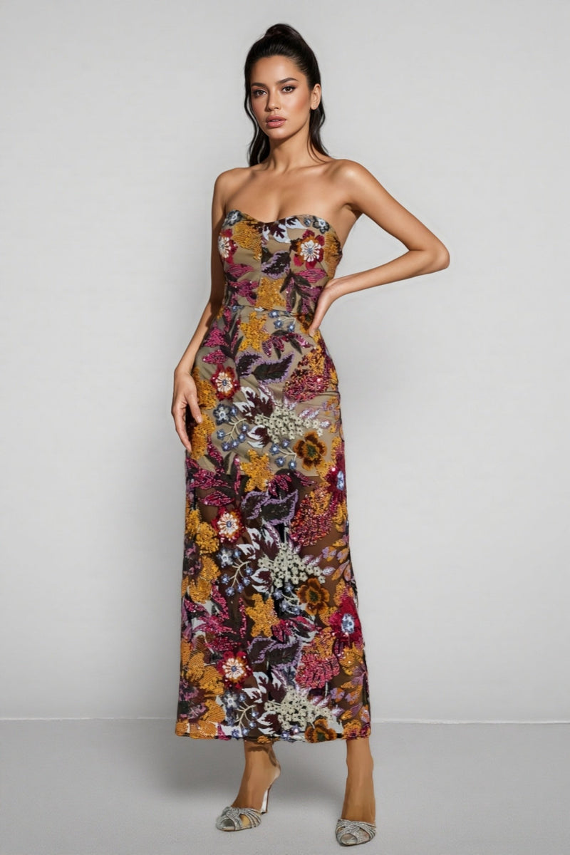 Milia Sequin Maxi Dress-red