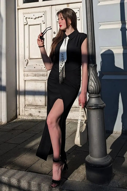 Liberty Sleeveless Maxi Dress-black