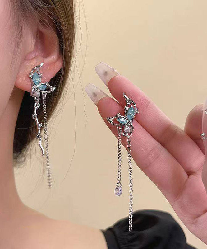 Light Butterfly Tassel French Earrings