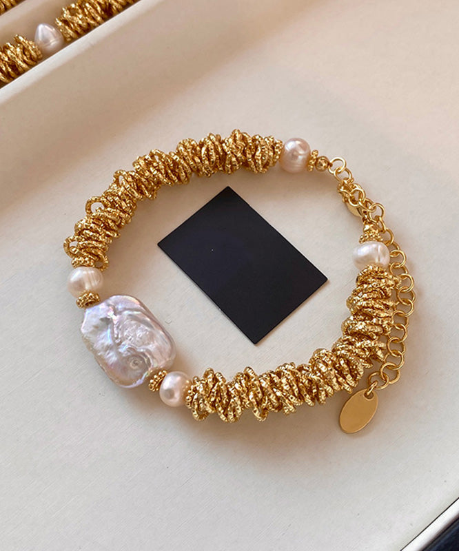 Light Exquisite Pearl Baroque Chain Bracelet
