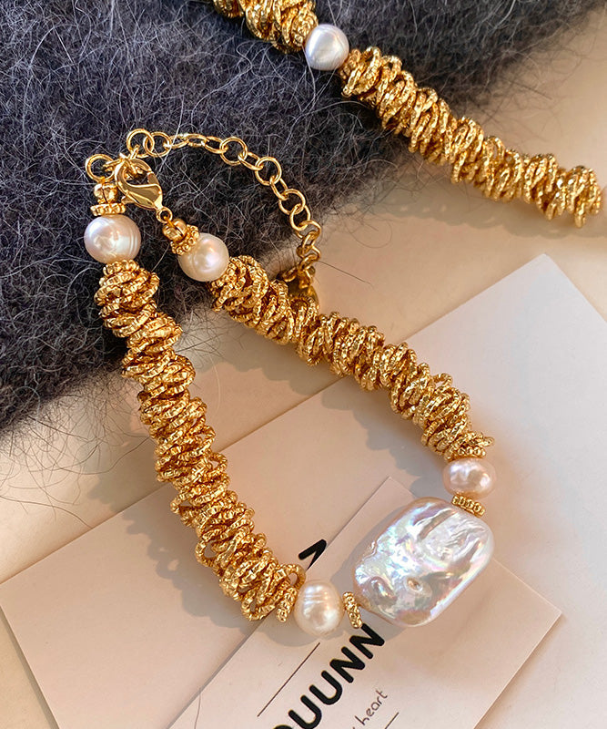 Light Exquisite Pearl Baroque Chain Bracelet