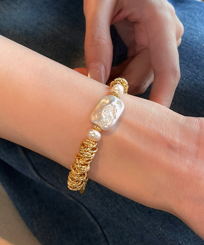 Light Exquisite Pearl Baroque Chain Bracelet
