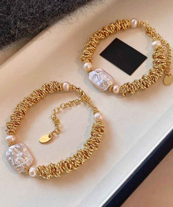Light Exquisite Pearl Baroque Chain Bracelet