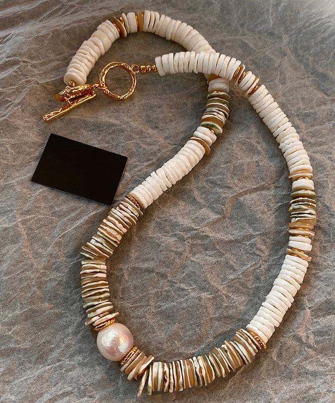 Light Shell Bead Natural Stone Collarbone Necklace