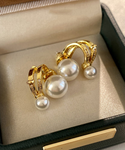 Light Zircon Wear Double Bead Star Track Stud Earrings