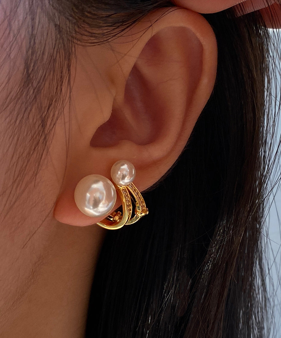 Light Zircon Wear Double Bead Star Track Stud Earrings
