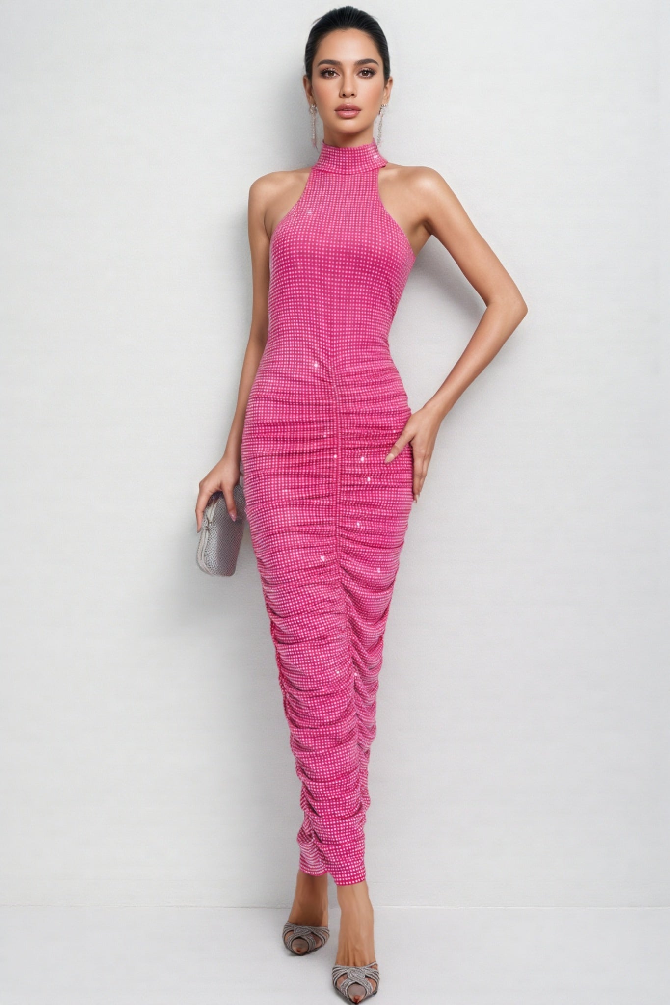 Jackea Rose Red Diamond Maxi Dress