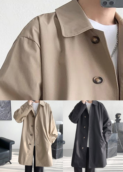 Khaki Button Oversized Cotton Coats Peter Pan Collar Spring Yq006