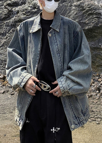 Coats Tc039 Spring Denim Blue Up Pockets Loose Zip