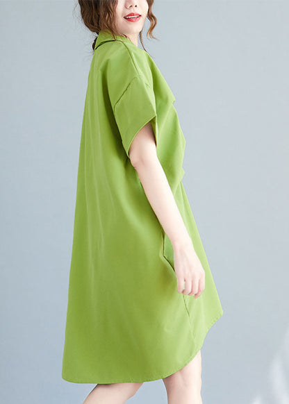 Loose Green Asymmetrical Design Cotton Maxi Dresses Summer Ly0671