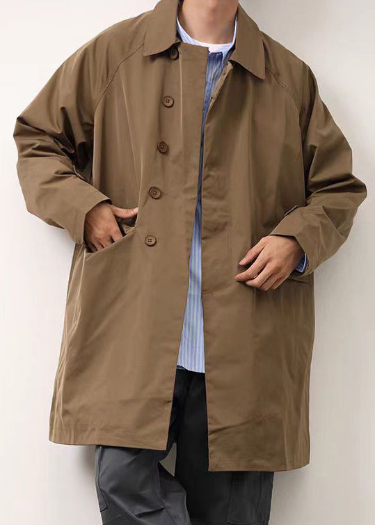 Loose Khaki Peter Pan Collar Button Cotton Coat Spring Yq004