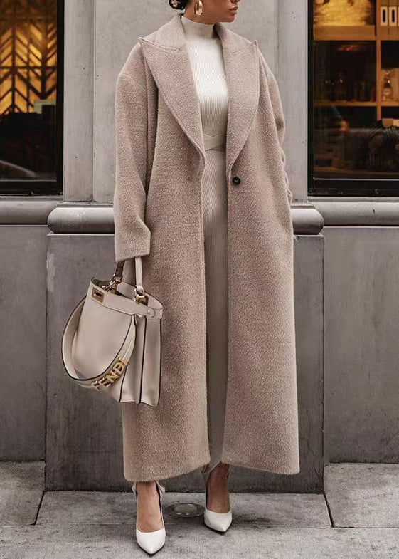 Coat Collar Khaki Pockets Spring Button Peter Long Loose Pan