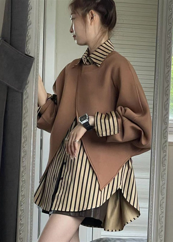 Striped Pan Peter Two Collar Loose Sweatshirt Pieces Shirts and